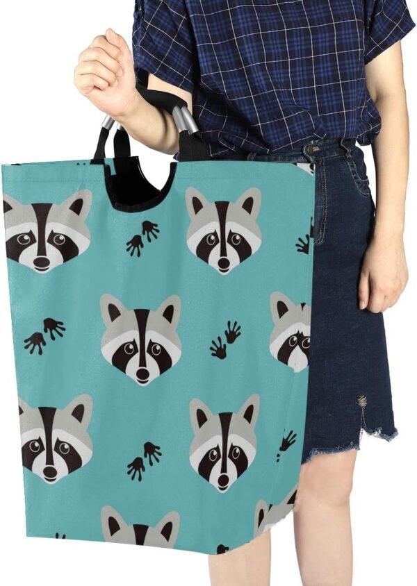Animal Cute Raccoon Laundry Basket Collapsible Laundry Hamper Bag Oxford Fabric Laundry Bin Large Storage Basket with Handles for Kid Room Toy Bin Bathroom Clothing Organizer Nursey Hamper - Image 7