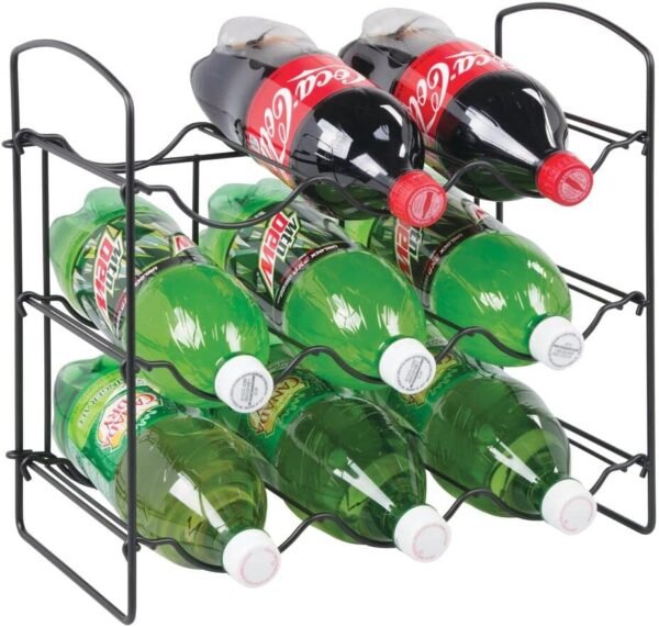 mDesign Metal Wire Free-Standing Water Bottle Rack - Storage Organizer for Kitchen Countertops, Matte Black - Image 6