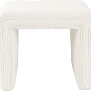 HomePop Modern Channel Tufted Ottoman Home Décor|Ottoman for Living Room & Bedroom – Cream Boucle