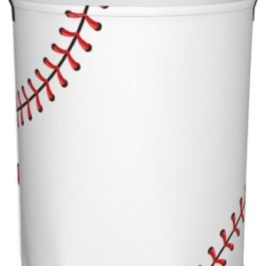 38L Round Laundry Hamper Red Stitching Baseball Storage Basket Waterproof Coating White Ball Organizer Bin For Nursery Clothes Toys