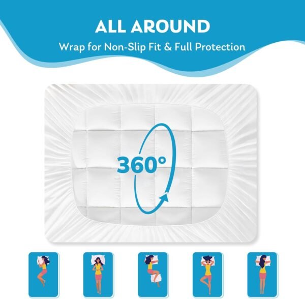 Twin Mattress Topper, Extra Thick Mattress Pad Cover for Back Pain with Soft Down Alternative Fill, Cooling Breathable Pillow Top Protector with 8-21 Inch Deep Elastic Pocket (39x75 Inches, White) - Image 6