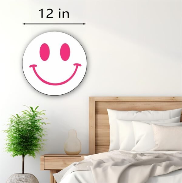 Cute Teenage Girl Room Smiling Face Decorative Mirror Academy Style Smile Dark Pink Room Decoration Aesthetics Mirror Prep Room Decoration 12 inch Fashion Round Bedroom Acrylic Wall Mirror Youth Room - Image 2
