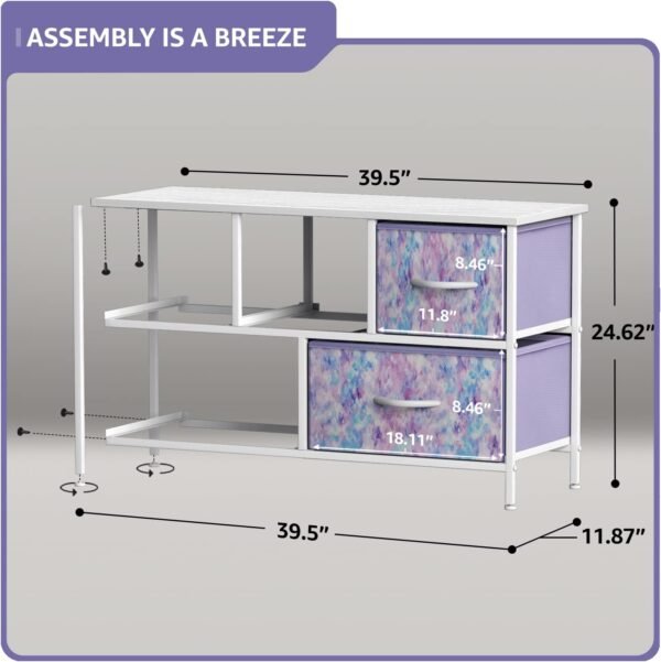 Sorbus Kids Dresser with 8 Drawers and 5 Drawer TV Stand Bundle - Matching Furniture Set - Storage Unit Organizer Chests for Clothing - Bedroom, Kids Rooms, Nursery, & Closet (Tie Dye) - Image 6