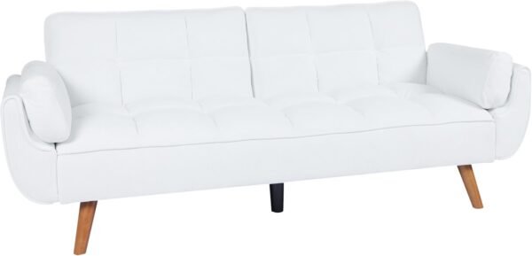 Betoko Futon Sofa Bed Modern Convertible Sleeper Sofa, Corduroy Twin Size Futon Couch Comfy Recliner Loveseat Sofa with Adjustable Backrest for Living Room Small Spaces (White) - Image 3