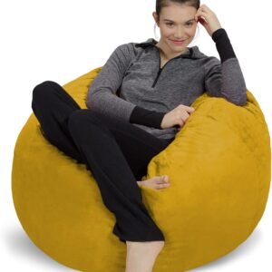 Sofa Sack Bean Bag Chair – Plush, Ultra Soft – Memory Foam Bean Bag Chair with Microsuede Cover – Stuffed Foam Filled Furniture and Accessories for Dorm Room 3 Feet – Yellow
