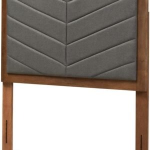 Baxton Studio Iden Modern and Contemporary Dark Grey Fabric Upholstered and Walnut Brown Finished Wood Twin Size Headboard