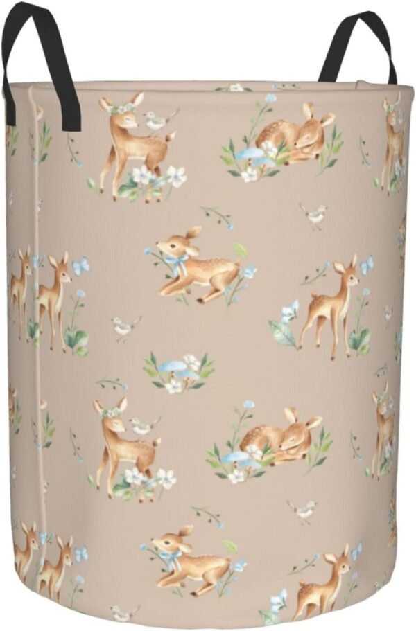 Cute Deers Animal Round Laundry Hamper Storage Basket Toys Clothes Organizer Bin For Home Bathroom Bedroom Dorm Nursery, 38l - Image 8