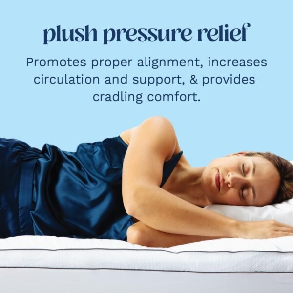 ViscoSoft 4 Inch Pillow Top Memory Foam Mattress Topper Queen - Serene Lux Dual Layer Mattress Pad - Image 3