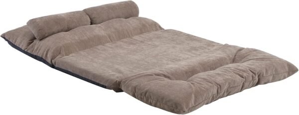 P PURLOVE Adjustable Floor Sofa Bed with 2 Pillows, Folding Lazy Sofa with 5 Reclining Position, Futon Floor Couch for Reading or Gaming in Bedroom/Living Room/Balcony, Light Brown - Image 9