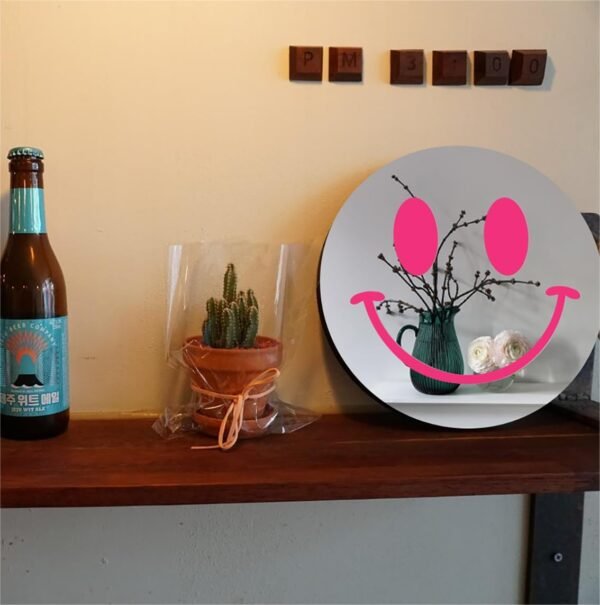 Cute Teenage Girl Room Smiling Face Decorative Mirror Academy Style Smile Dark Pink Room Decoration Aesthetics Mirror Prep Room Decoration 12 inch Fashion Round Bedroom Acrylic Wall Mirror Youth Room - Image 8