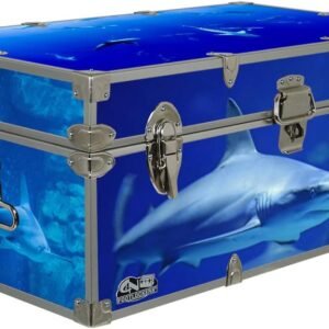C&N Footlockers Designer Storage Trunks – Animal Themes – 32 x 18 x 13.5 Inches – Durable and Built to Last – Lockable (Sharks)