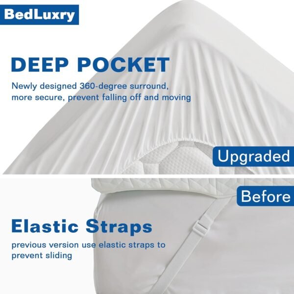 BedLuxury Mattress Topper Memory Foam 3 Inch California King Size Gel Mattress Pad Cover with 18" Deep Pocket for Pressure Relief Bed Topper with Grey Removable Rayon Made from Bamboo Cover - Image 2