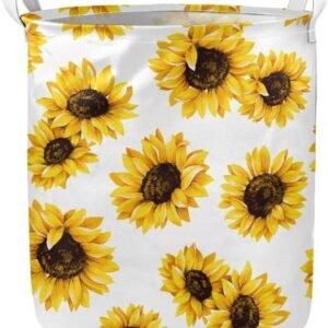 GOSTONG Sunflower Bright Large Storage Baskets,Waterproof Laundry Baskets,Collapsible Canvas Basket for Storage Bin for Kids Room,Toy Organizer,Home Decor,Baby Hamper