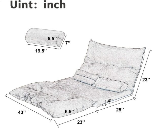 Harper & Bright Designs Adjustable Floor Sofa Couch with 2 Pillows, Foldable Lazy Sofa Sleeper Bed for Reading Gaming Sleeping(Black) - Image 2