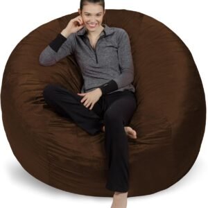 Sofa Sack Bean Bag Chair – Plush, Ultra Soft – Memory Foam Bean Bag Chair with Microsuede Cover – Stuffed Foam Filled Furniture and Accessories for Dorm Room 6 Feet – Chocolate