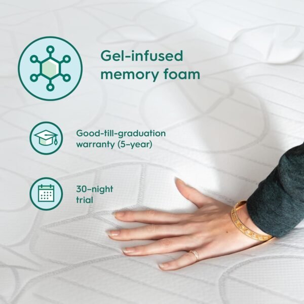 Sleepyhead College Dorm Room Essential Gel Infused Mattress Topper Twin XL, Thick, Cooling Memory Foam Mattress Topper, Washable Cover, 2'' Gel Mattress Pad, 38x80 inches - Image 2