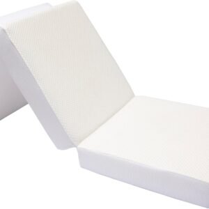 Cheer Collection Tri-Fold Memory Foam Mattress – 4″ Thick Gel Infused Foam Folding Bed for Guests, Small Size – 25″ x 75″