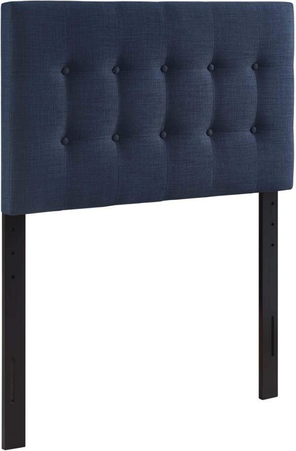 Modway Emily Tufted Button Linen Fabric Upholstered Twin Headboard in Navy - Image 4