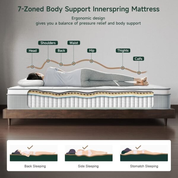 Vesgantti Twin XL Mattress, 12 Inch Hybrid XL Twin Mattress in a Box, Pressure Relief Extra Long Twin Mattresses with Breathable Memory Foam & Individual Pocket Spring, Medium Firm - Image 3