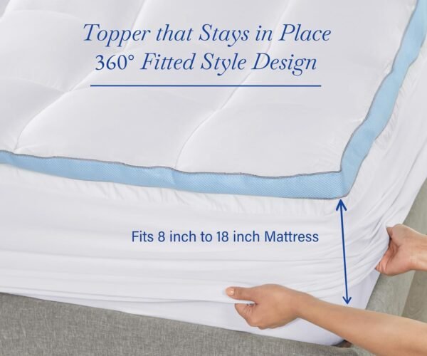 California Design Den Twin XL Mattress Topper, Extra-Thick Cooling Pillow-Top Mattress Topper Twin XL for Restful Sleep, 900 GSM Fill, Breathable & Gentle on Skin - Image 4