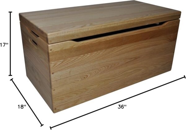 36” Wooden Storage Chest – Handmade Amish Hope Chest – Storage Trunk w/Anti-Slam Hinges – Solid Wooden Chest w/Handles – Clothing, Keepsake & Blanket Chest (Oak Wood, Natural Stain, 36”) - Image 5