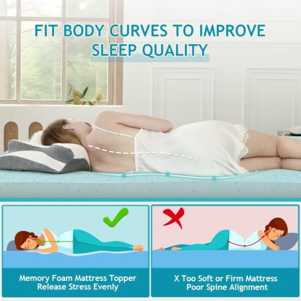 Mattress Topper Twin-XL, 3 Inch Gel Infused Memory Foam Mattress Topper, Twin-XL Mattress Topper for Body Support & Pressure Relief with Ventilated Design, CertiPur Certified - Image 3