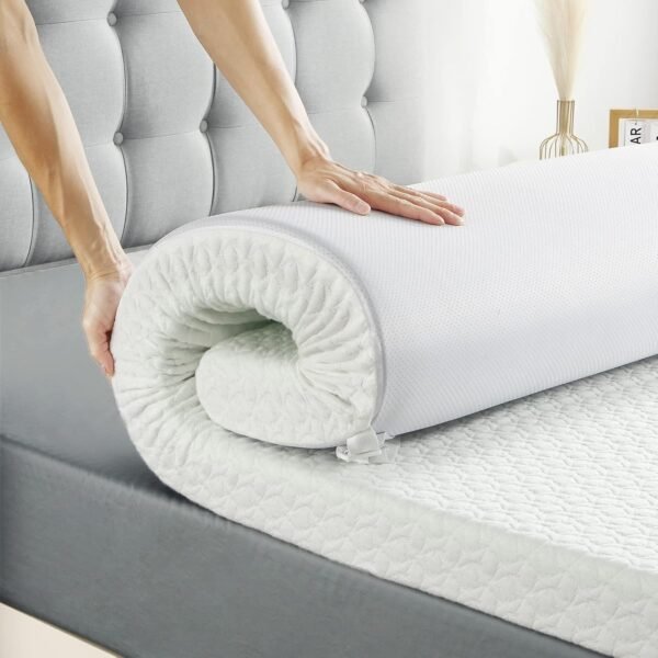 Full Mattress Topper 2-Inch, Assile Dual-Layer Memory Foam Bed Topper with Breathable Removable Cover, Medium Firm Foam Mattress Pad