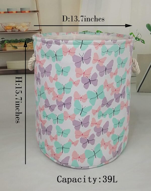 KUNRO Large Sized Round Storage Basket Organizer Bin Laundry Hamper for Nursery Clothes Toys - Image 2