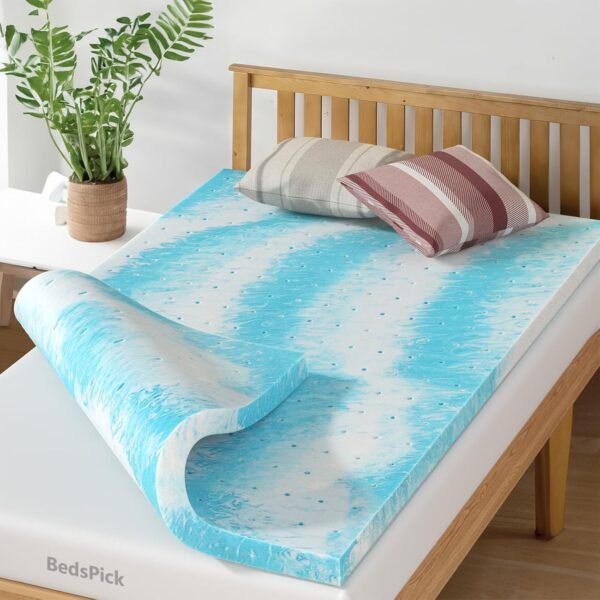 BedsPick Mattress Topper Twin XL: 3 Inch Gel Infused Memory Foam for College Dorm - Ventilated Design - Plush Feel - CertiPUR-US Certified, Blue