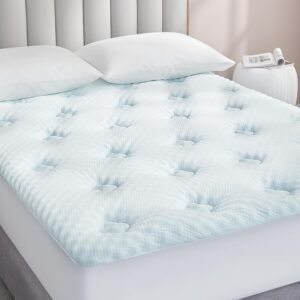 Hansleep Memory Foam Mattress Topper Full, Gel Mattress Topper Full Size with Deep Pocket, Breathable Pillow Top Mattress Pad Cover for Double Bed, 54×75 Inches, White