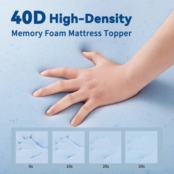 3 Inch Gel Memory Foam Mattress Topper Twin XL, Cooling Mattress Topper with Removable & Washable Bamboo Cover, CertiPUR-US Certified - Image 4