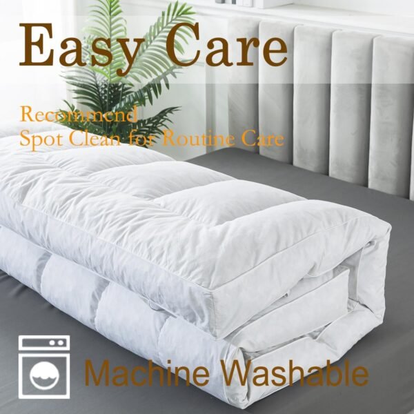 WhatsBedding 5 Inch Goose/Duck Feather Bed Full Size, 100% Cotton Extra Thick Mattress Topper, 2500GSM Overfilled Pillow Top, Hotel Collection Mattress Topper, 54x75 in - Image 8