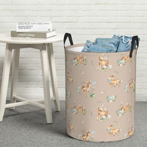 Cute Deers Animal Round Laundry Hamper Storage Basket Toys Clothes Organizer Bin For Home Bathroom Bedroom Dorm Nursery, 38l - Image 7