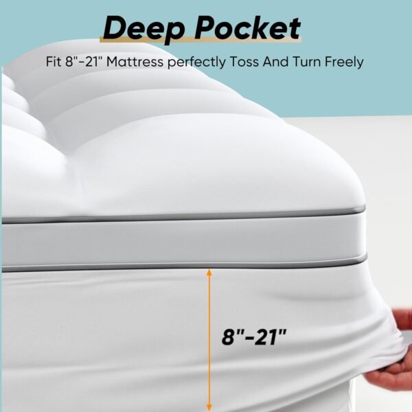 Twin XL Mattress Topper, 39x80 inch, Pillow Top, Washable, White - Image 4