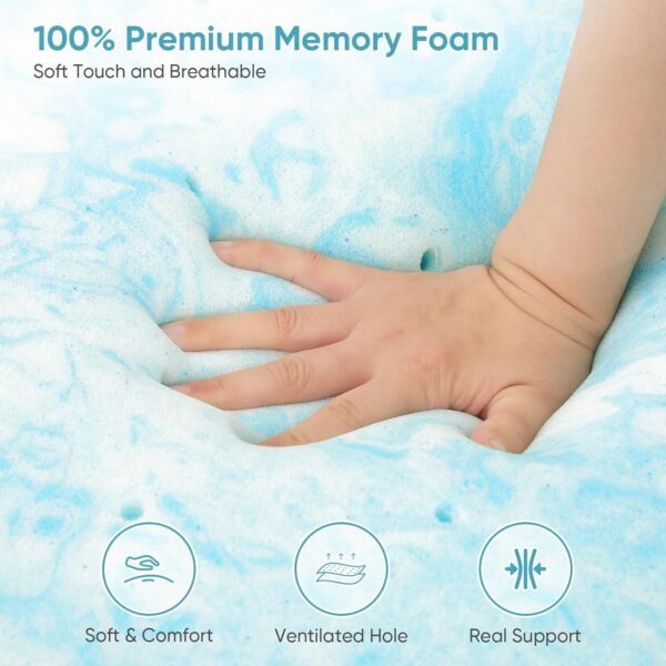 BedsPick Mattress Topper Twin XL: 3 Inch Gel Infused Memory Foam for College Dorm - Ventilated Design - Plush Feel - CertiPUR-US Certified, Blue - Image 3