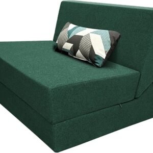 ANONER Convertible Chair Bed Sleeper with Memory Foam & Pillow Fold Out Chair Bed Couch Lounge Chaise for Living Room Bedroom Guest Room Home Office, Dark Green