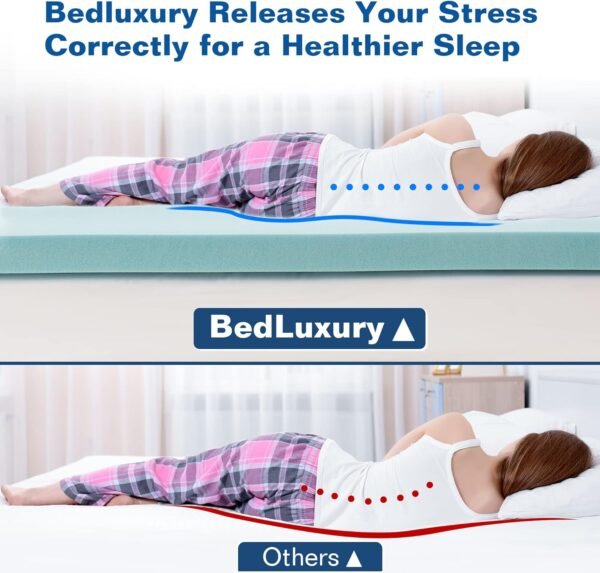 BedLuxury Mattress Topper Memory Foam 3 Inch California King Size Gel Mattress Pad Cover with 18" Deep Pocket for Pressure Relief Bed Topper with Grey Removable Rayon Made from Bamboo Cover - Image 5
