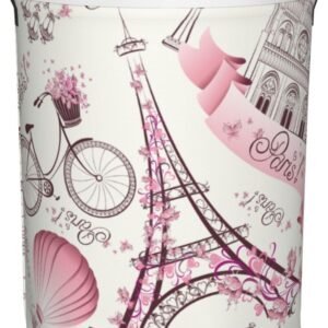 Paris Eiffel Tower Round Laundry Hamper Storage Basket Toys Clothes Organizer Bin For Home Bathroom Bedroom Dorm Nursery, 62l