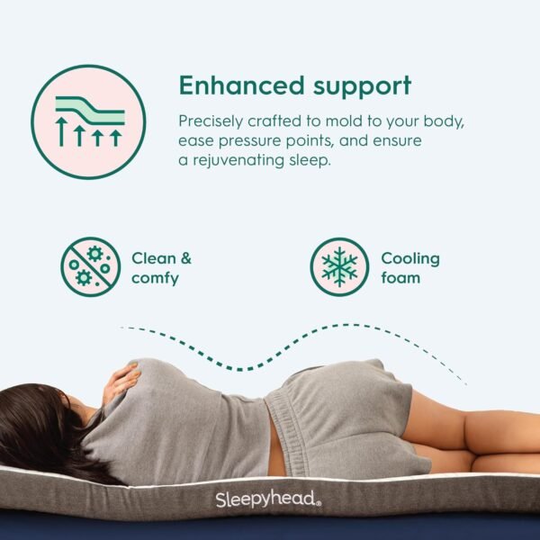 Sleepyhead College Dorm Room Essential Super Gel & Copper Infused Mattress Topper Twin XL, Thick, Cooling Memory Foam Mattress Topper, Washable Cover, 3'' Super Mattress Pad, 38x80 inches - Image 5