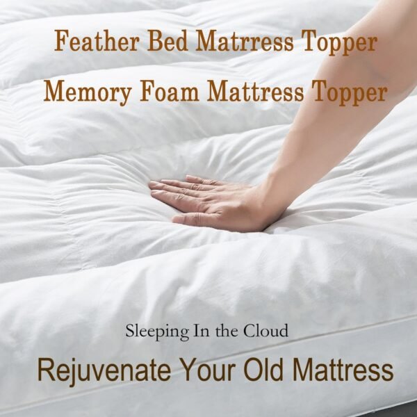 WhatsBedding 5 Inch Goose/Duck Feather Bed Full Size, 100% Cotton Extra Thick Mattress Topper, 2500GSM Overfilled Pillow Top, Hotel Collection Mattress Topper, 54x75 in - Image 6