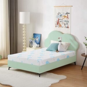 6 Inch Twin XL Mattress, Removable Washable Cover with Whales Pattern Cooling Memory Foam Medium Feel, Bed-in-a-Box, CertiPUR-US Certified, White/Blue