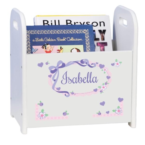 Personalized Child's Book Storage Magazine Rack Bin Nursery- Girl's - Image 4