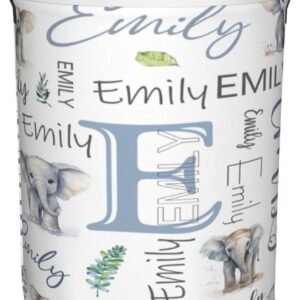 Personalized Elephant Baby Laundry Hamper Kids Name Laundry Baby Baskets Waterproof Storage Bin Custom Clothes Nursery Hampers Collapsible Hamper Baby Gift Baskets for Boy Girl