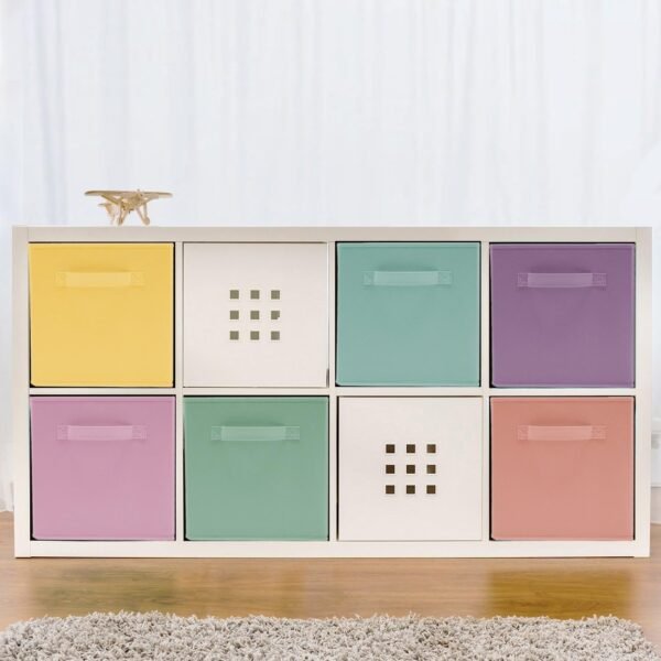 Sorbus Pastel TV Stand with 5 Drawers + 11 Inch Pastel Cube Storage Bins (6 Pack) Bundle - Matching Set - Storage Unit Organizers for Clothing - Bedroom, Closet, Office Organization - Image 2