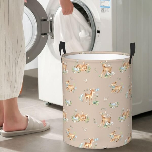 Cute Deers Animal Round Laundry Hamper Storage Basket Toys Clothes Organizer Bin For Home Bathroom Bedroom Dorm Nursery, 38l - Image 6