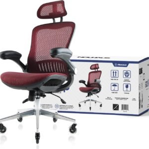 Nouhaus Ergonomic Mesh Office Chair Comfy Gaming Chairs with Adjustable Headrest & Armrest, Big and Tall Swivel Desk Computer Chair Tilt Function(ErgoFlip, Burgundy)