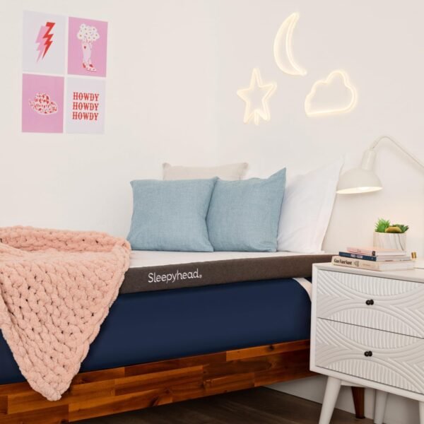 Sleepyhead College Dorm Room Essential Gel Infused Mattress Topper Twin XL, Thick, Cooling Memory Foam Mattress Topper, Washable Cover, 2'' Gel Mattress Pad, 38x80 inches