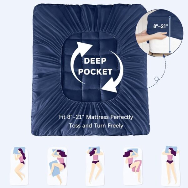 CYMULA Twin XL Mattress Topper, Cooling Mattress Pad Cover, Extra Thick Pillow Top Mattress Topper with 8-21 Inch Elasticated Deep Pockets, Plush Down Alternative Fill Mattress Protector - Image 6