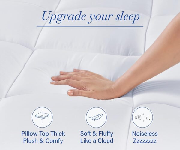 California Design Den Twin XL Mattress Topper, Extra-Thick Cooling Pillow-Top Mattress Topper Twin XL for Restful Sleep, 900 GSM Fill, Breathable & Gentle on Skin - Image 2
