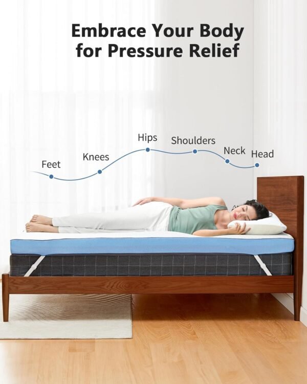PERLECARE 3 Inch Firm Mattress Topper Twin XL Size, Cooling Gel-Infused Memory Foam Bed Topper, High-Density Mattress Pad with Removable Soft Cover, CertiPUR-US Certified - Image 3